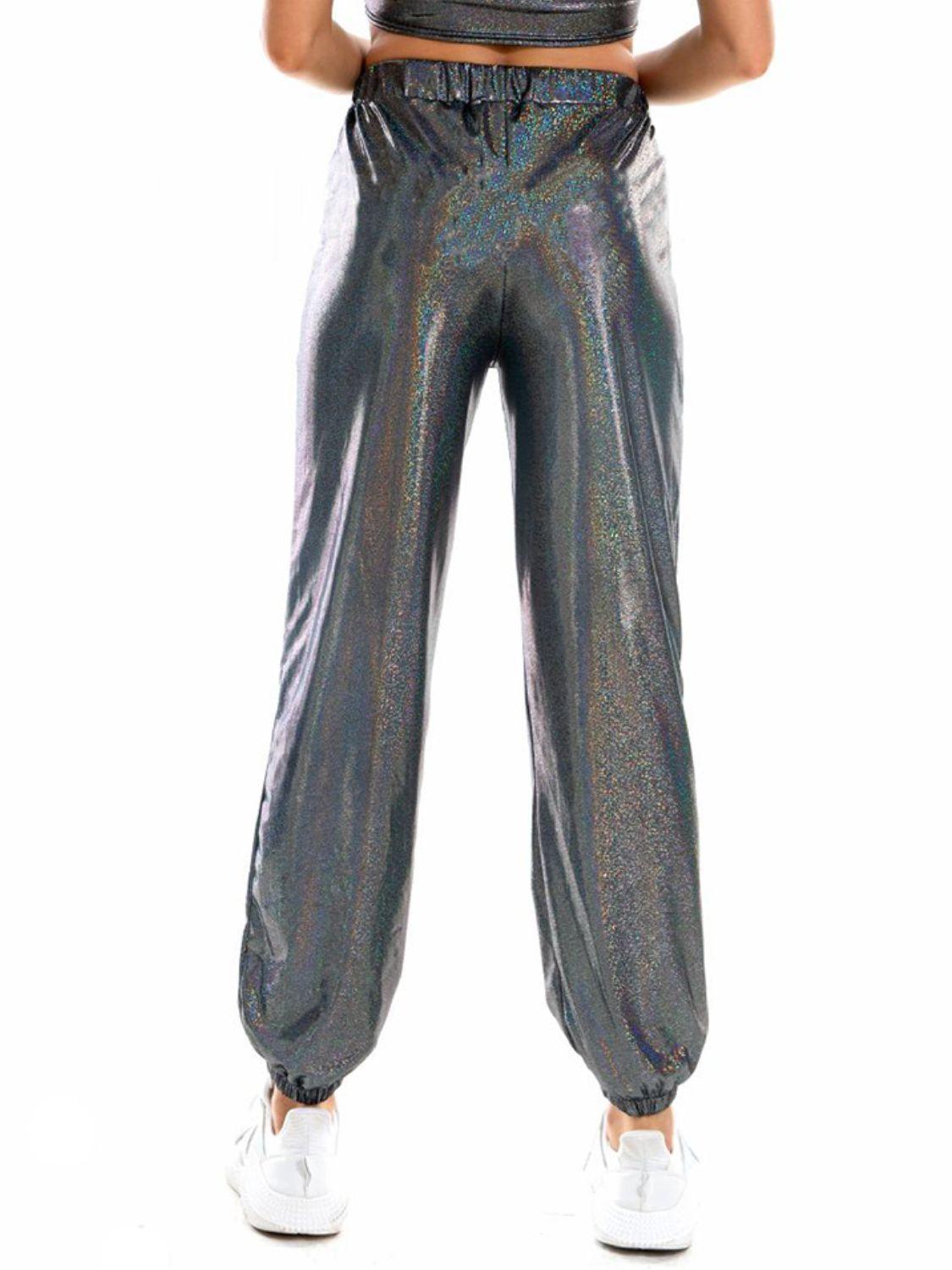 Perform In Style Tapered Leg Glitter Pants - MXSTUDIO.COM