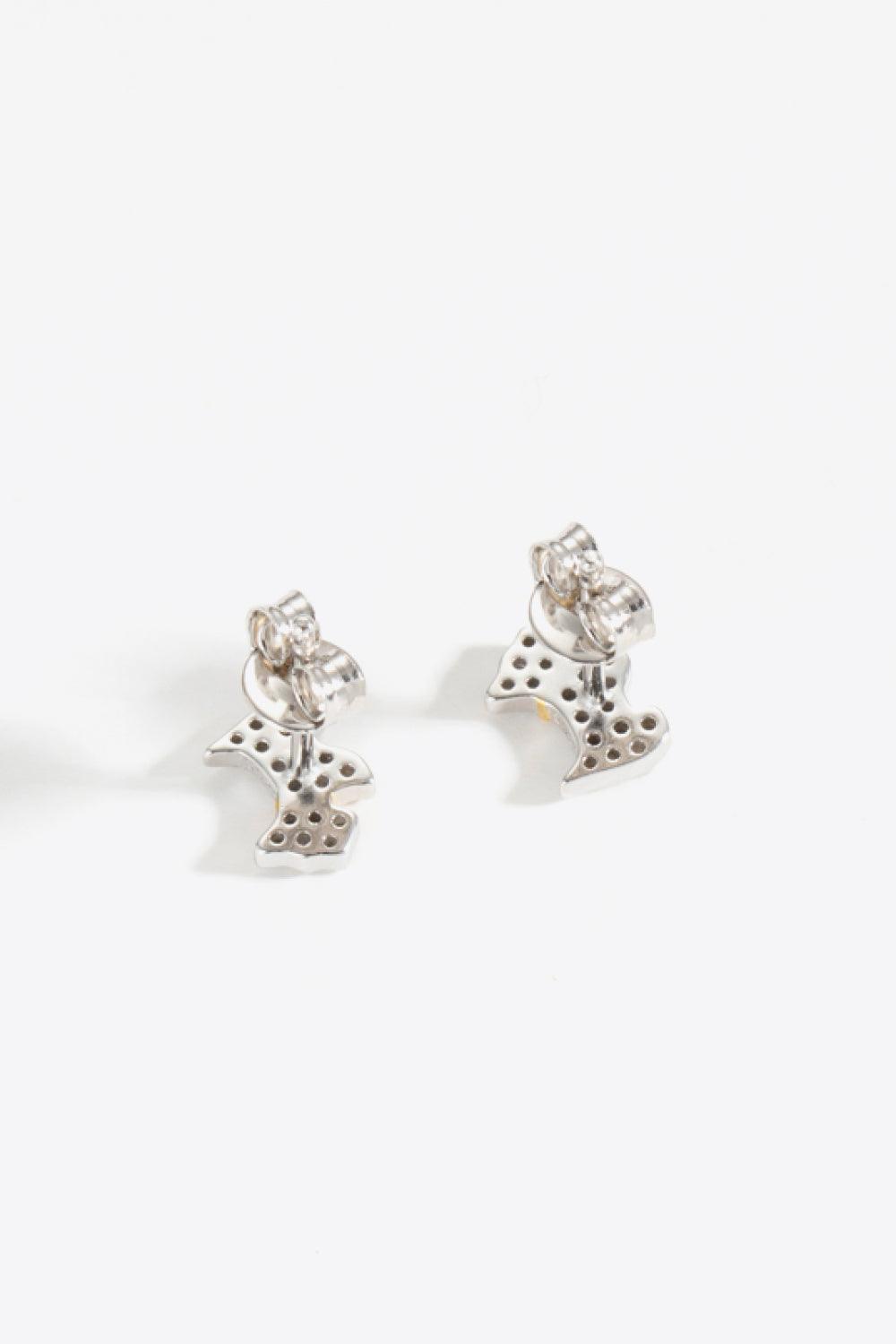 Pet Fanatic Puppy Zircon Sterling Silver Stud Earrings - MXSTUDIO.COM