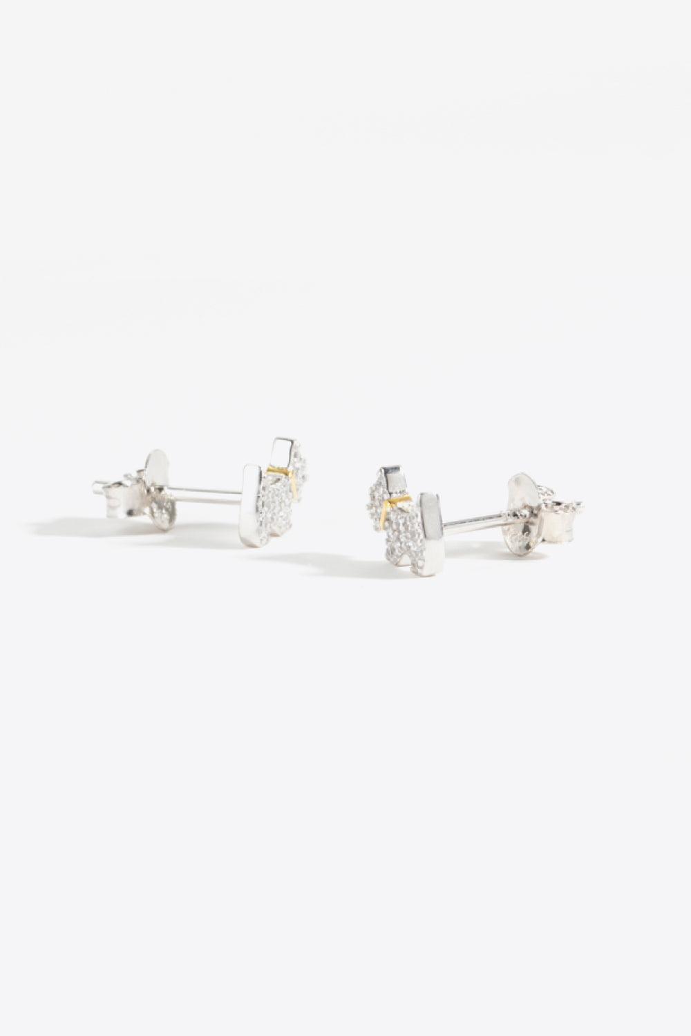 Pet Fanatic Puppy Zircon Sterling Silver Stud Earrings - MXSTUDIO.COM