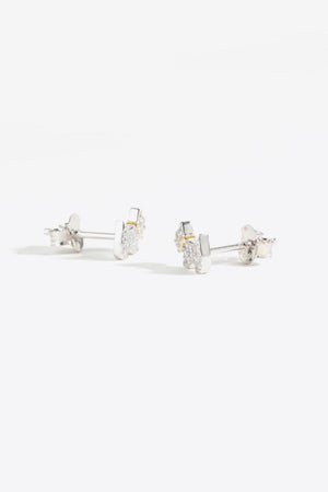 Pet Fanatic Puppy Zircon Sterling Silver Stud Earrings - MXSTUDIO.COM