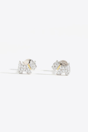 Pet Fanatic Puppy Zircon Sterling Silver Stud Earrings - MXSTUDIO.COM