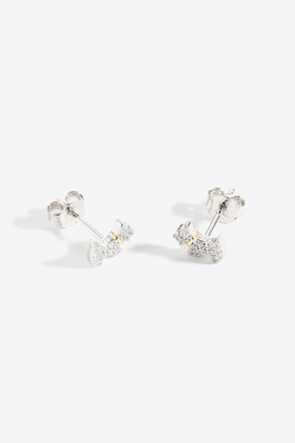 Pet Fanatic Puppy Zircon Sterling Silver Stud Earrings - MXSTUDIO.COM