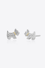 Pet Fanatic Puppy Zircon Sterling Silver Stud Earrings - MXSTUDIO.COM