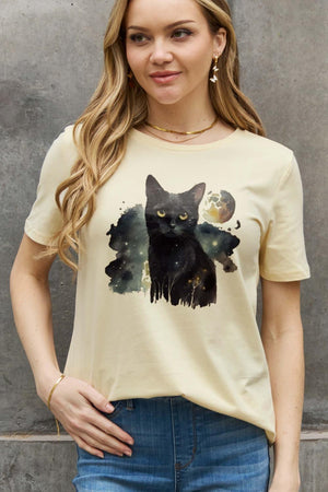 Pet Lover Plus Size Cotton Cat Graphic Tee - MXSTUDIO.COM