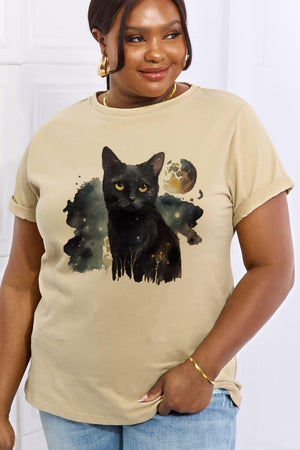 Pet Lover Plus Size Cotton Cat Graphic Tee - MXSTUDIO.COM