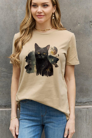 Pet Lover Plus Size Cotton Cat Graphic Tee - MXSTUDIO.COM