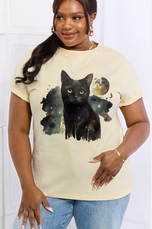 Pet Lover Plus Size Cotton Cat Graphic Tee - MXSTUDIO.COM