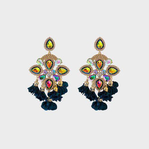 Phenomenal Flower Shape Rhinestone Dangle Earrings-MXSTUDIO.COM