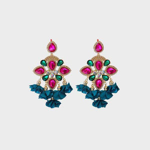 Phenomenal Flower Shape Rhinestone Dangle Earrings-MXSTUDIO.COM