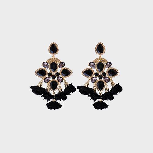 Phenomenal Flower Shape Rhinestone Dangle Earrings-MXSTUDIO.COM