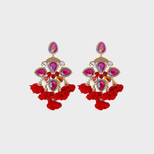 Phenomenal Flower Shape Rhinestone Dangle Earrings-MXSTUDIO.COM