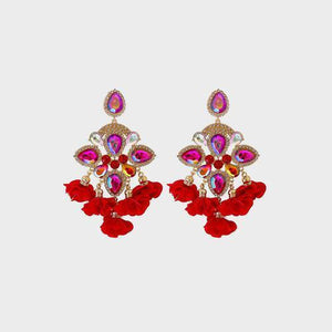 Phenomenal Flower Shape Rhinestone Dangle Earrings-MXSTUDIO.COM