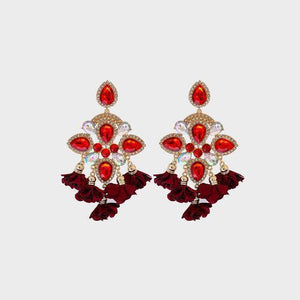 Phenomenal Flower Shape Rhinestone Dangle Earrings-MXSTUDIO.COM