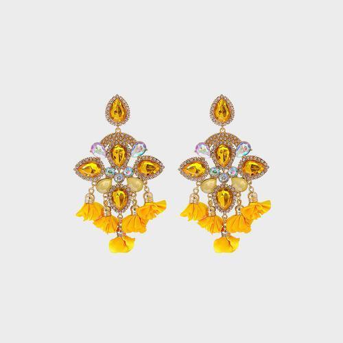 Phenomenal Flower Shape Rhinestone Dangle Earrings-MXSTUDIO.COM