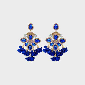 Phenomenal Flower Shape Rhinestone Dangle Earrings-MXSTUDIO.COM