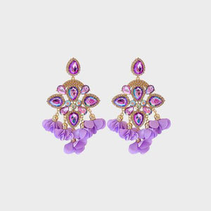 Phenomenal Flower Shape Rhinestone Dangle Earrings-MXSTUDIO.COM