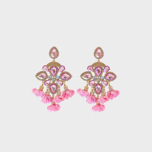 Phenomenal Flower Shape Rhinestone Dangle Earrings-MXSTUDIO.COM