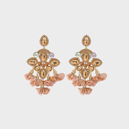 Phenomenal Flower Shape Rhinestone Dangle Earrings-MXSTUDIO.COM