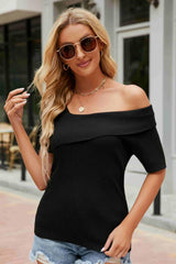 Picture Perfect Knit Asymmetrical Neck Top - MXSTUDIO.COM