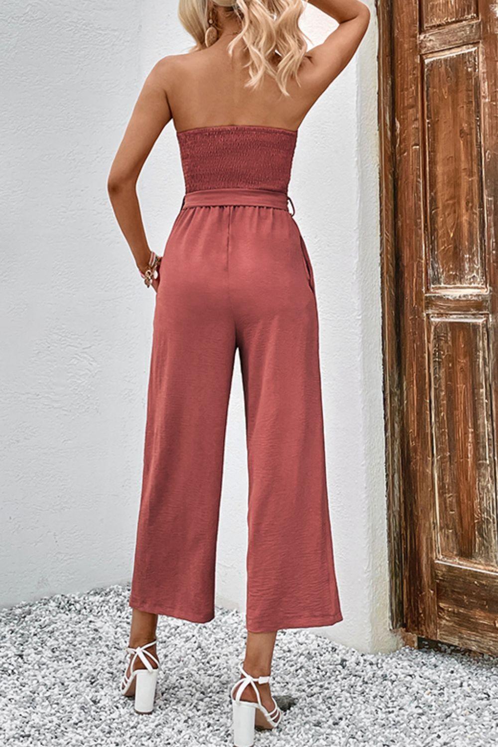 Picture Perfect Strapless Smocked Jumpsuit - MXSTUDIO.COM