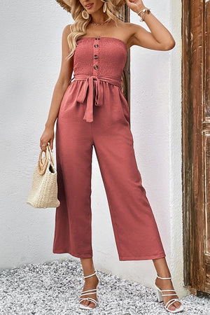 Picture Perfect Strapless Smocked Jumpsuit - MXSTUDIO.COM