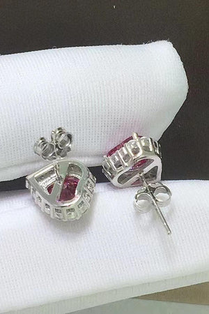 Pink Heart-Shaped 2 Carat Moissanite Earrings - MXSTUDIO.COM