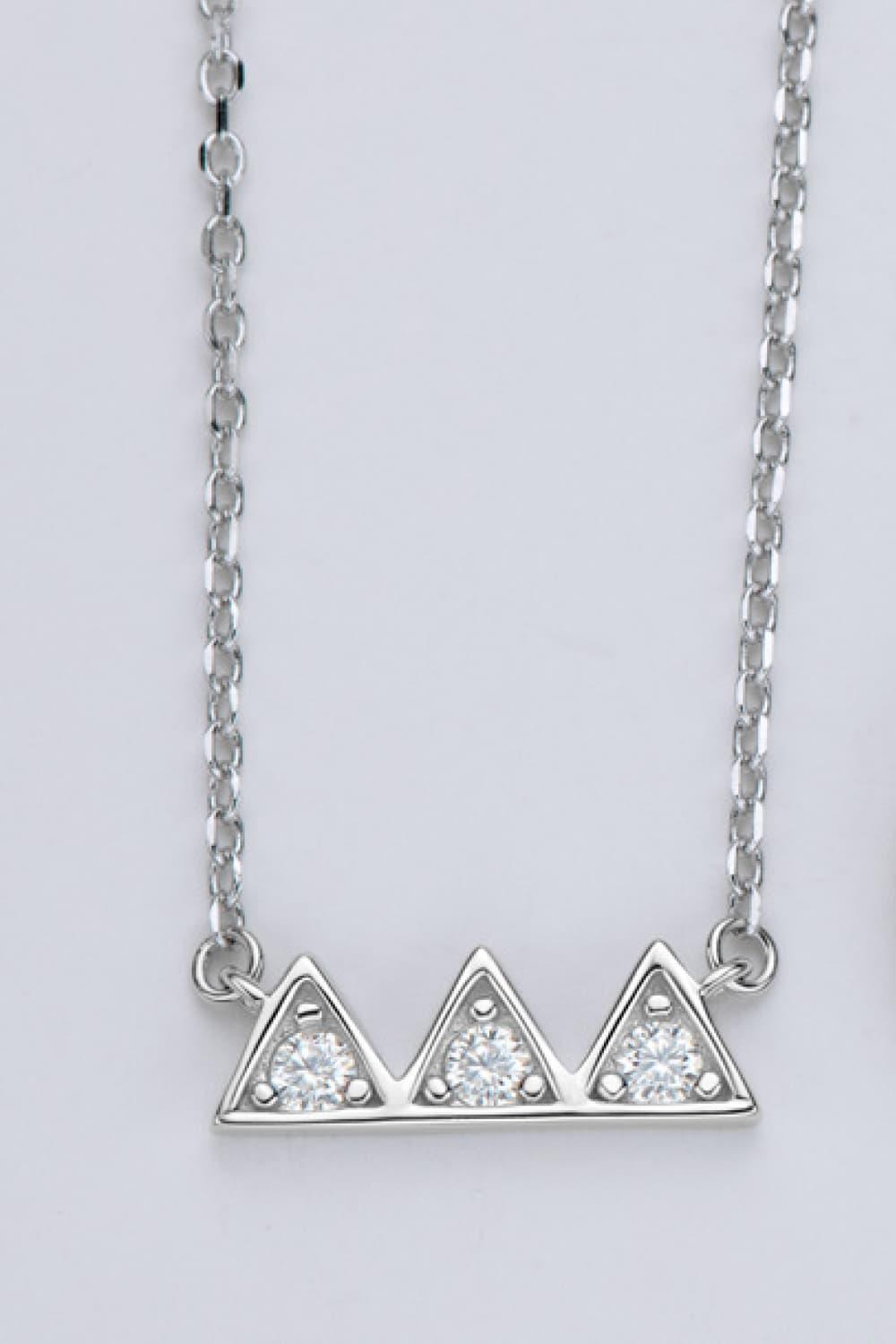 Platinum-Plated Triangle Moissanite Necklace - MXSTUDIO.COM