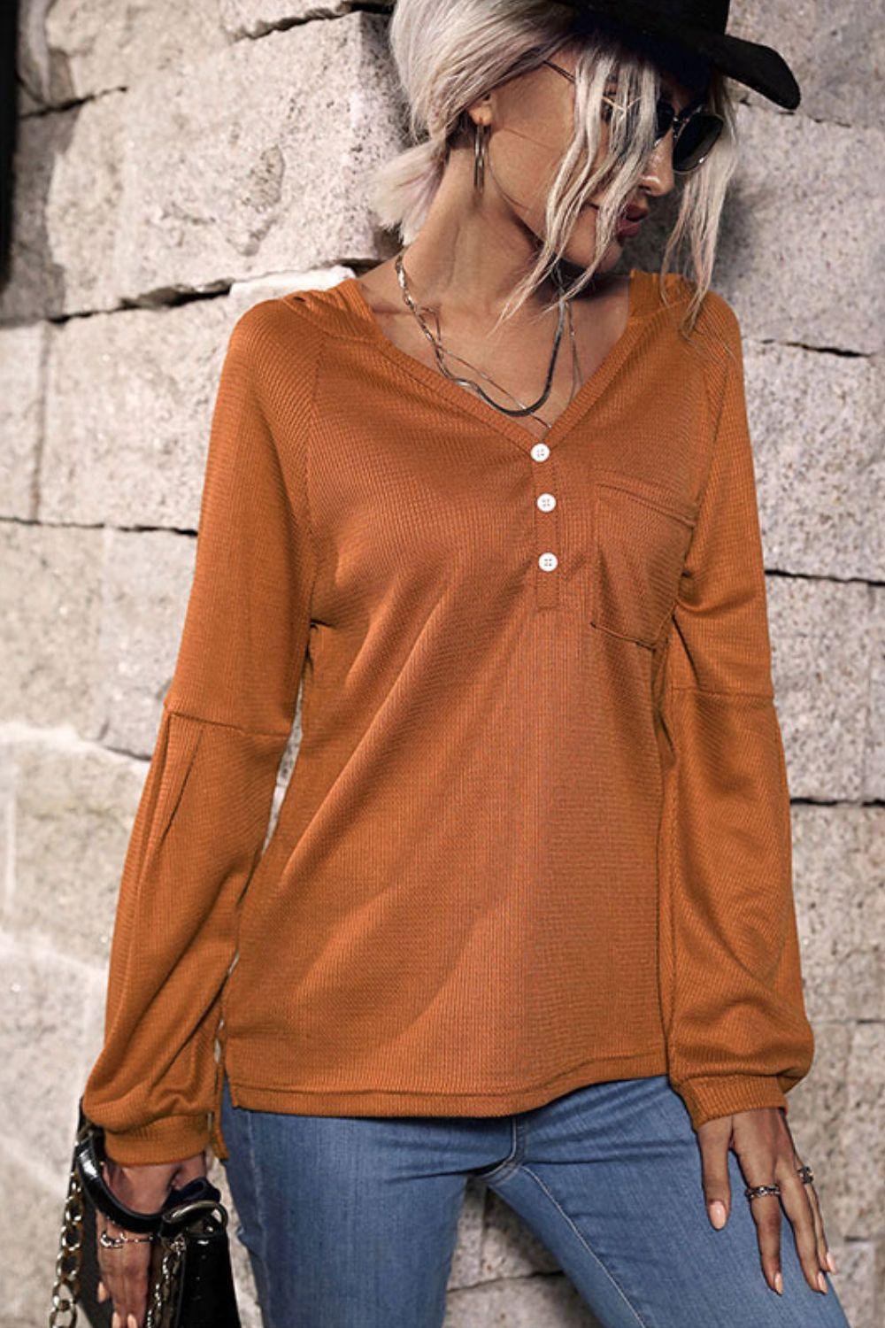 Play It Cool Brown Raglan Sleeve Hoodie - MXSTUDIO.COM