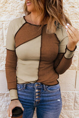 Playful Color Block Long Sleeve Top - MXSTUDIO.COM