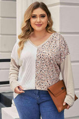 Playful Multicolor Plus Size V-Neck Sweater - MXSTUDIO.COM