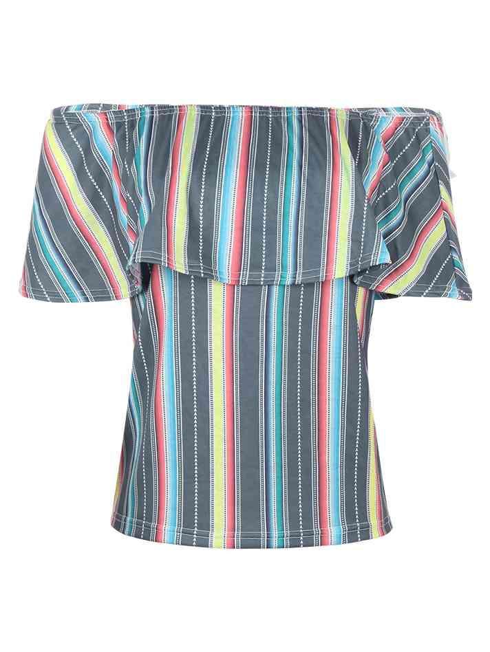 a women's top with multicolored stripes