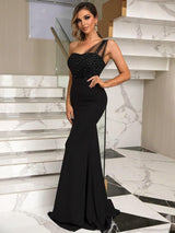 Pleasure to Behold Glittery One-Shoulder Dress - MXSTUDIO.COM