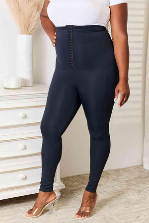 Plus Size High Rise Corset Waist Trainer Leggings - MXSTUDIO.COM