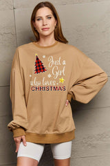 Plus Size Just A Girl Who Loves Christmas Sweatshirt-MXSTUDIO.COM