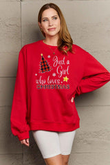 Plus Size Just A Girl Who Loves Christmas Sweatshirt-MXSTUDIO.COM