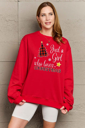 Plus Size Just A Girl Who Loves Christmas Sweatshirt-MXSTUDIO.COM