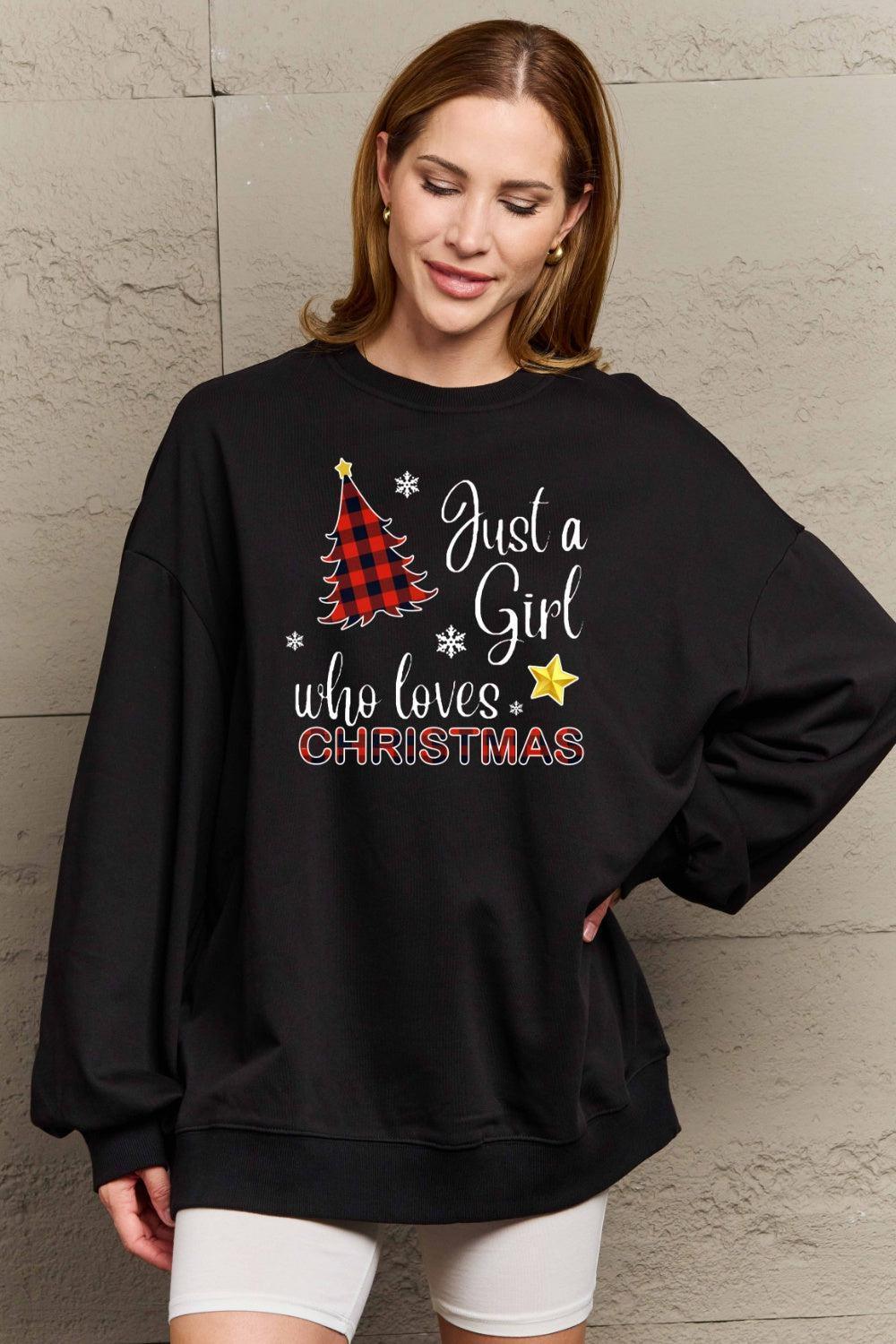 Plus Size Just A Girl Who Loves Christmas Sweatshirt-MXSTUDIO.COM