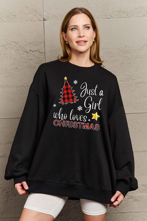 Plus Size Just A Girl Who Loves Christmas Sweatshirt-MXSTUDIO.COM