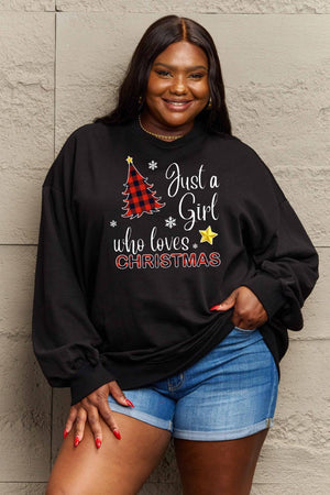 Plus Size Just A Girl Who Loves Christmas Sweatshirt-MXSTUDIO.COM