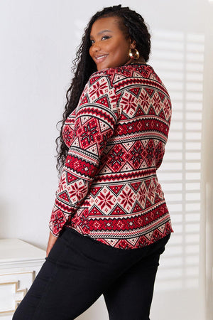 Plus Size Long Sleeve Women's Snowflake Top - MXSTUDIO.COM