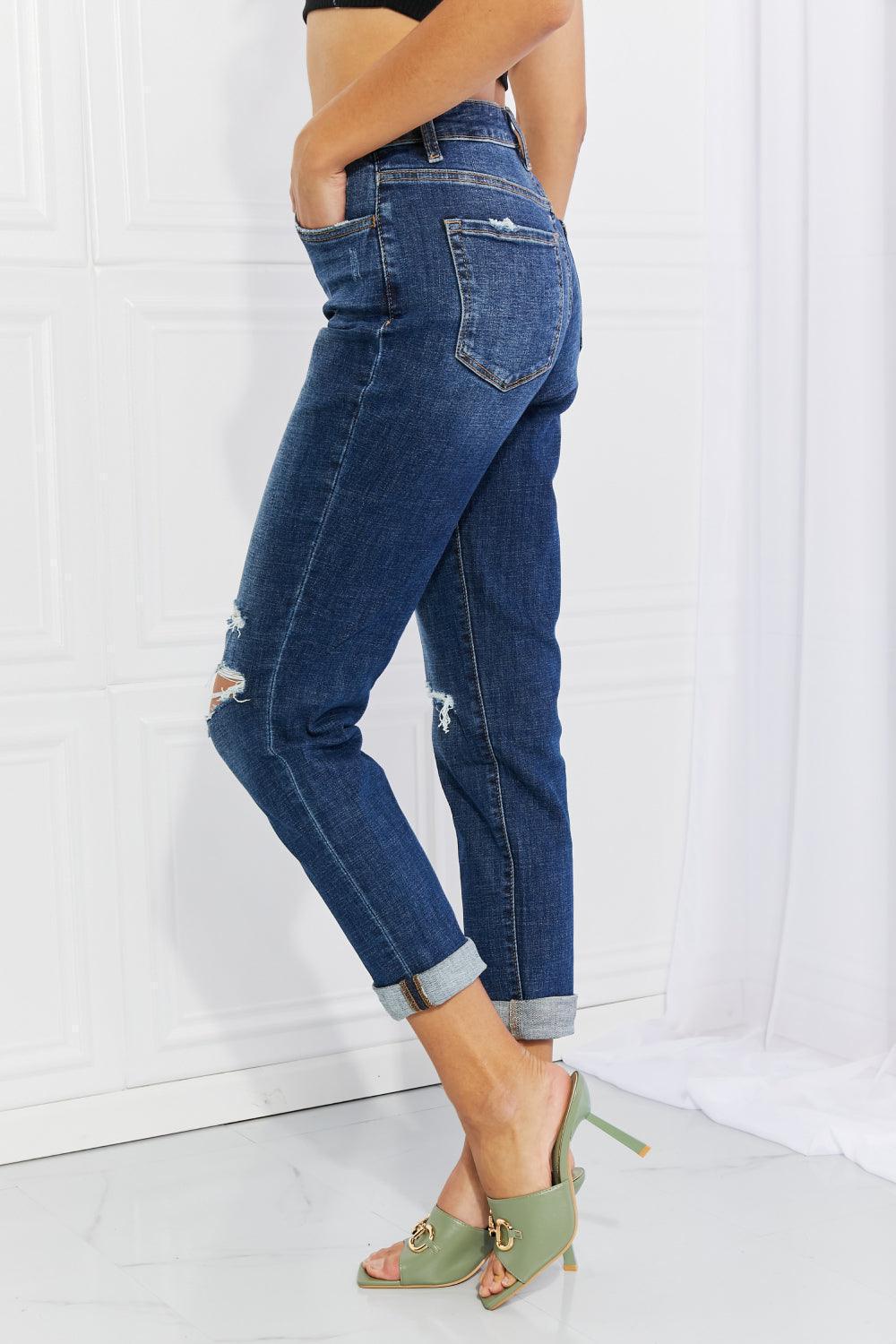 Plus Size Unflustered Distressed Cropped Jeans - MXSTUDIO.COM