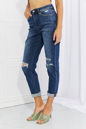 Plus Size Unflustered Distressed Cropped Jeans - MXSTUDIO.COM