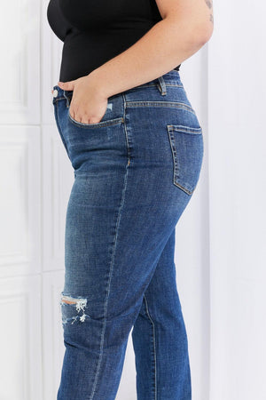 Plus Size Unflustered Distressed Cropped Jeans - MXSTUDIO.COM