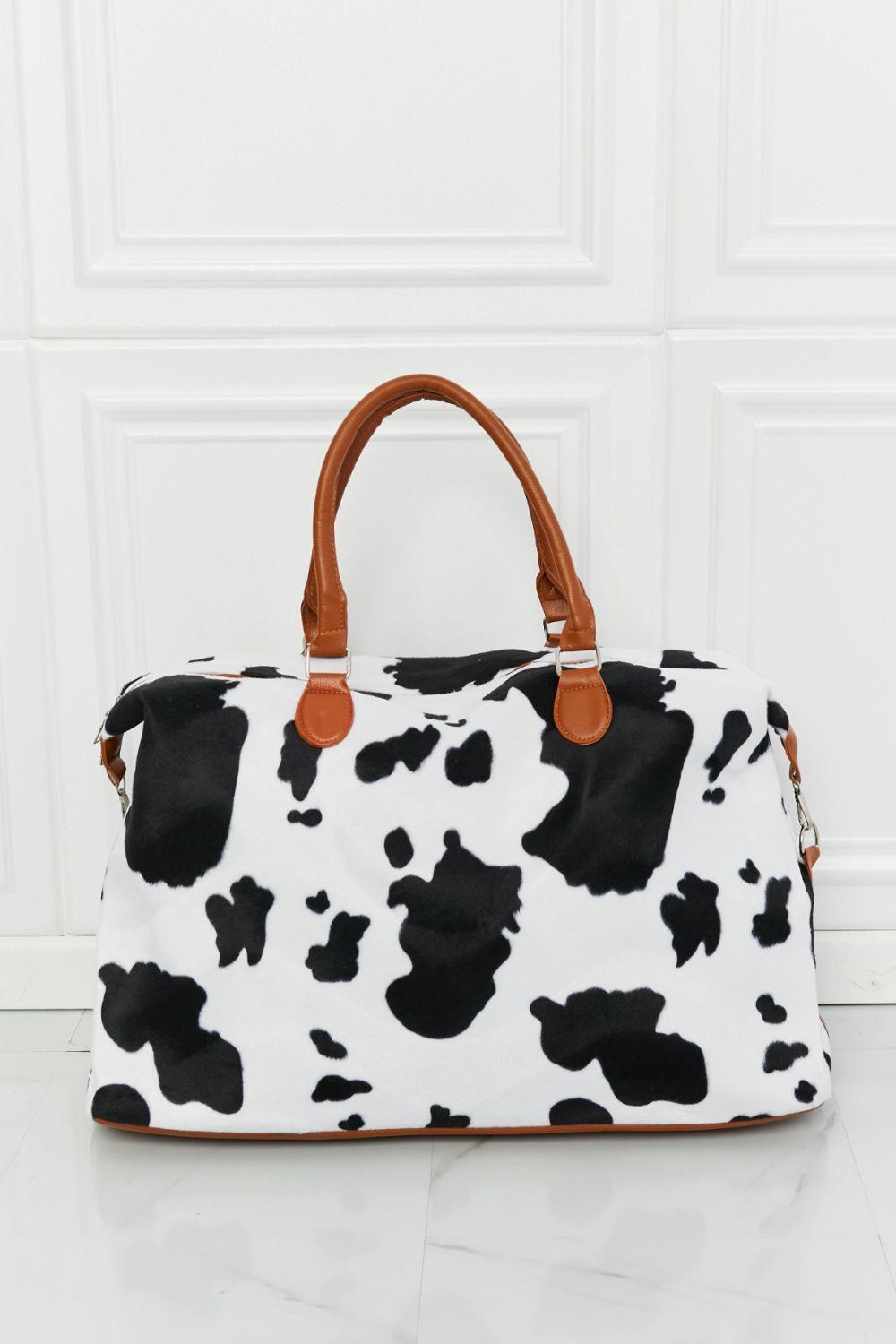 Plush Getaway Ready Cow Print Weekender Bag - MXSTUDIO.COM