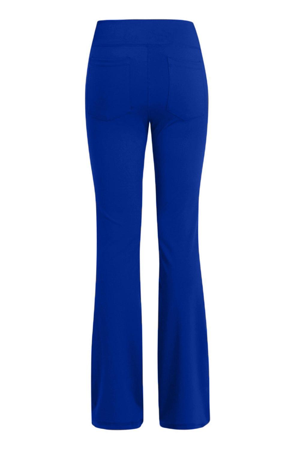 a women's blue pants with a high waist