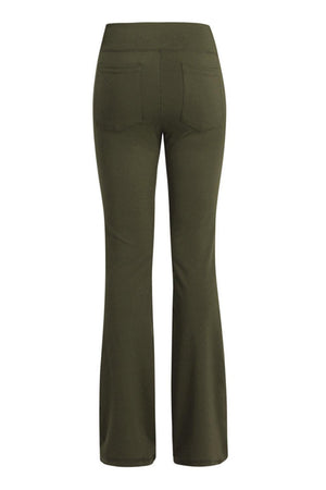 a women's green pants with a high waist