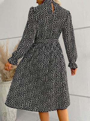 Poised Printed Flounce Sleeve Midi Dress - MXSTUDIO.COM