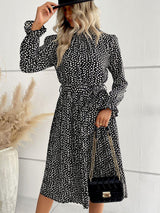 Poised Printed Flounce Sleeve Midi Dress - MXSTUDIO.COM