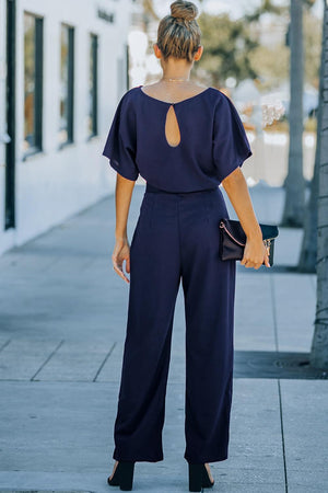 Poised Short Sleeve Straight Leg Jumpsuit - MXSTUDIO.COM