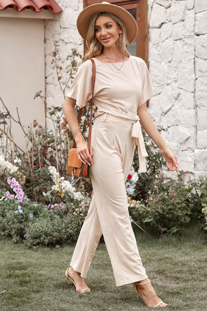 Poised Short Sleeve Straight Leg Jumpsuit - MXSTUDIO.COM